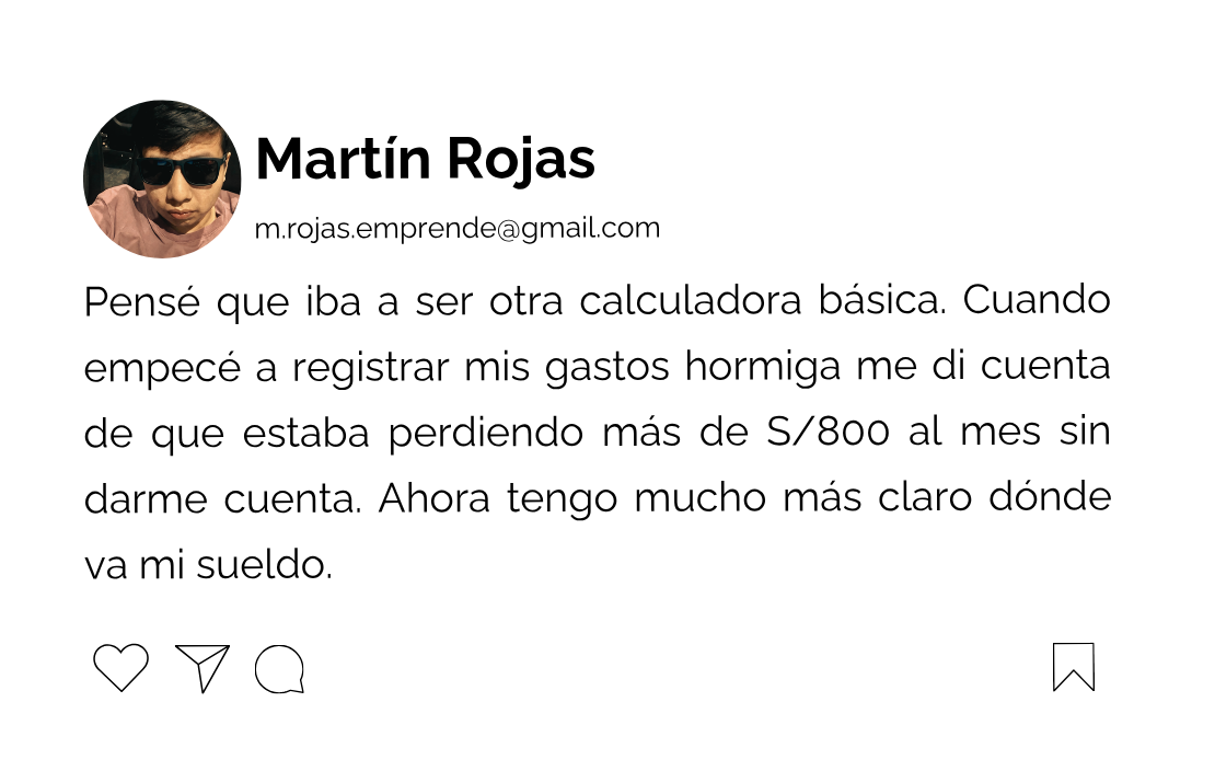 Testimonio de usuario usando la plantilla de control de gastos gratis