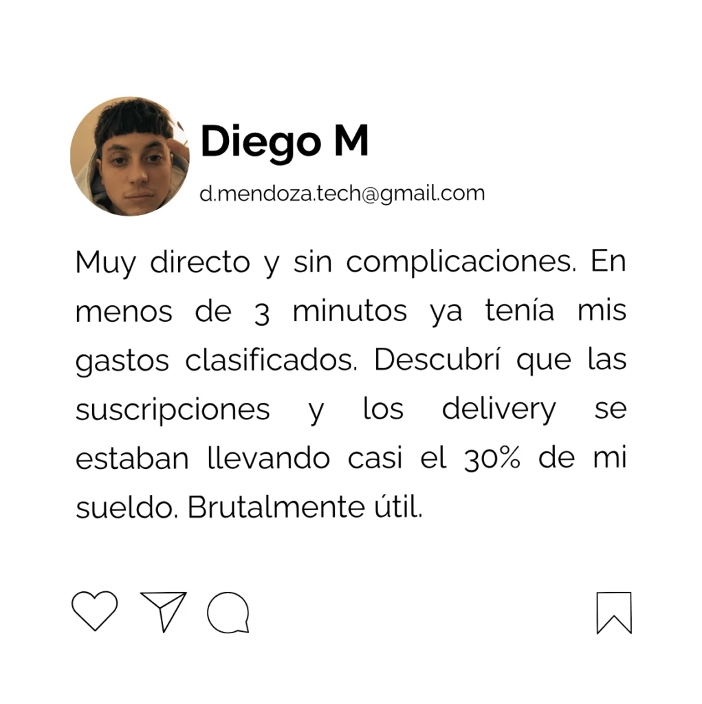 Testimonio de usuario usando la plantilla de control de gastos gratis