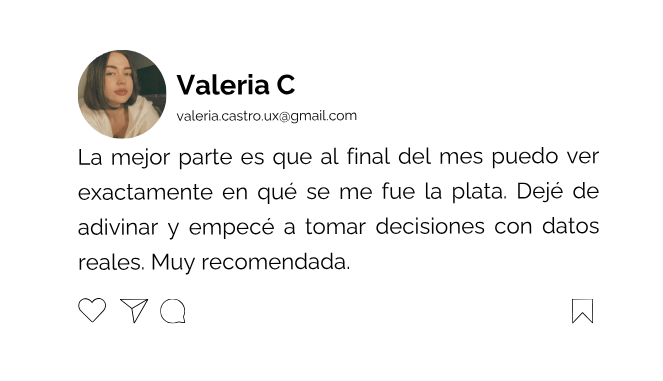Testimonio de usuario usando la plantilla de control de gastos gratis