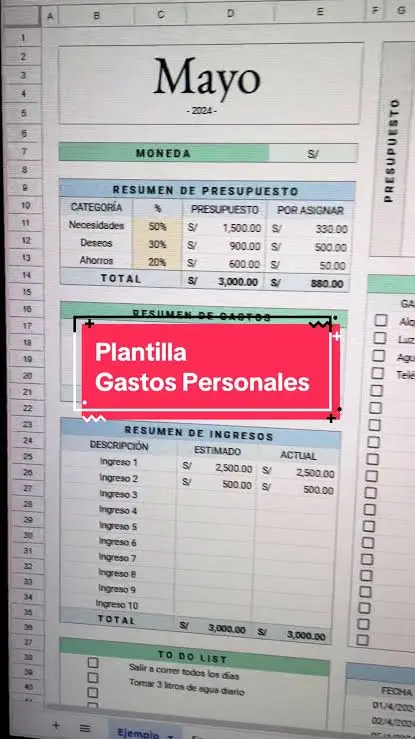Plantilla de control de gastos gratis